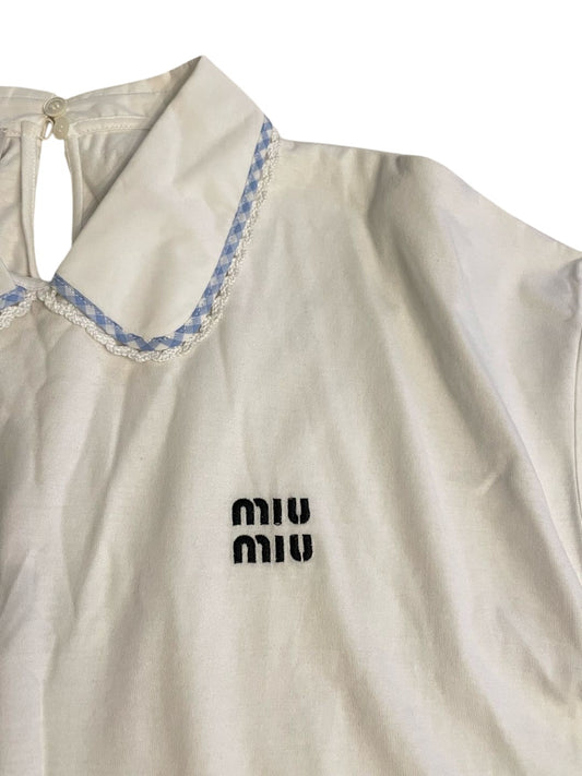 Miu Miu Cream Peter Pan Collar Top