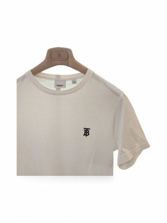 Burberry White Monogram Logo Cotton T-Shirt