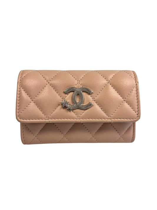 Chanel A1010 Pink Caviar Leather Star CC Card Holder