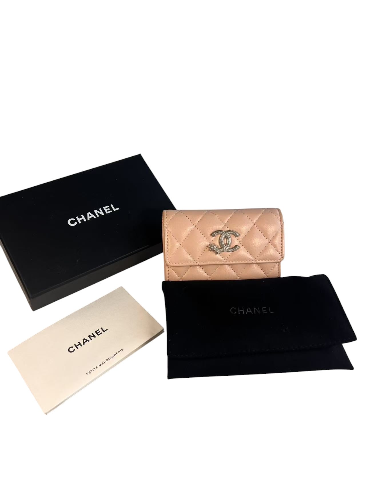 Chanel A1010 Pink Caviar Leather Star CC Card Holder