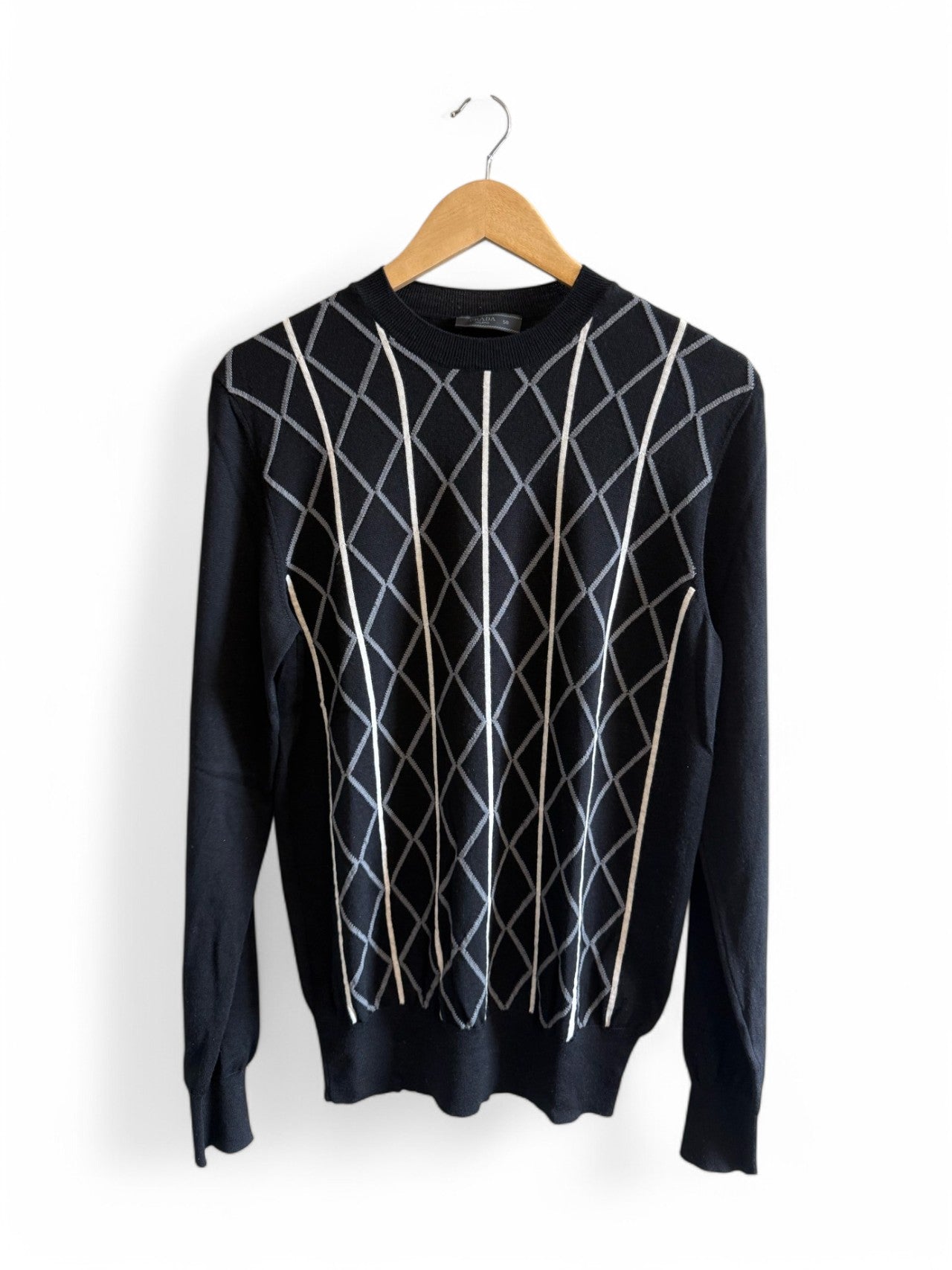 Prada Black Geometric Knit Sweater