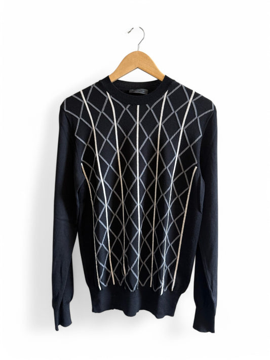 Prada Black Geometric Knit Sweater