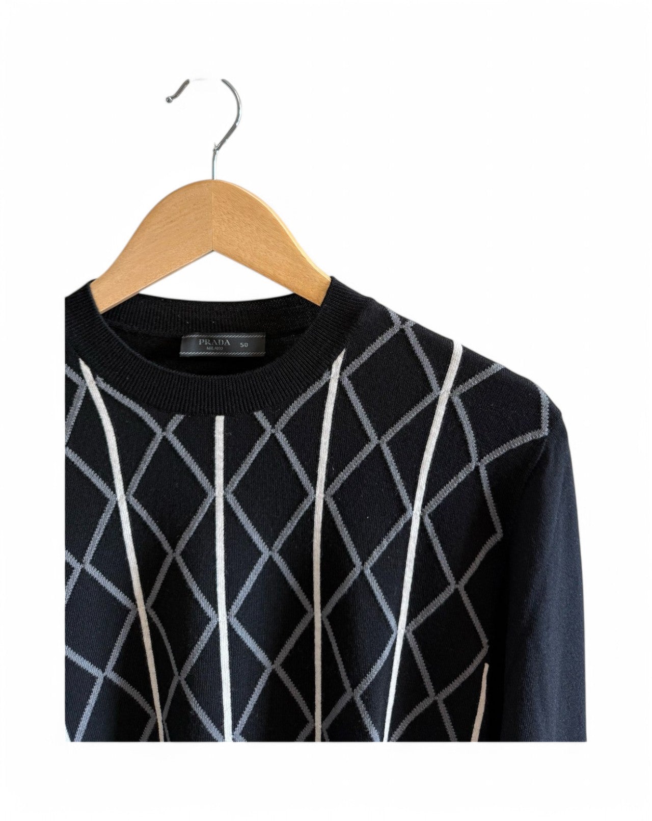 Prada Black Geometric Knit Sweater