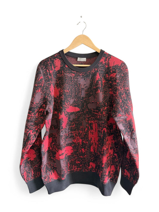 Dior Homme Red Abstract Knit Sweater