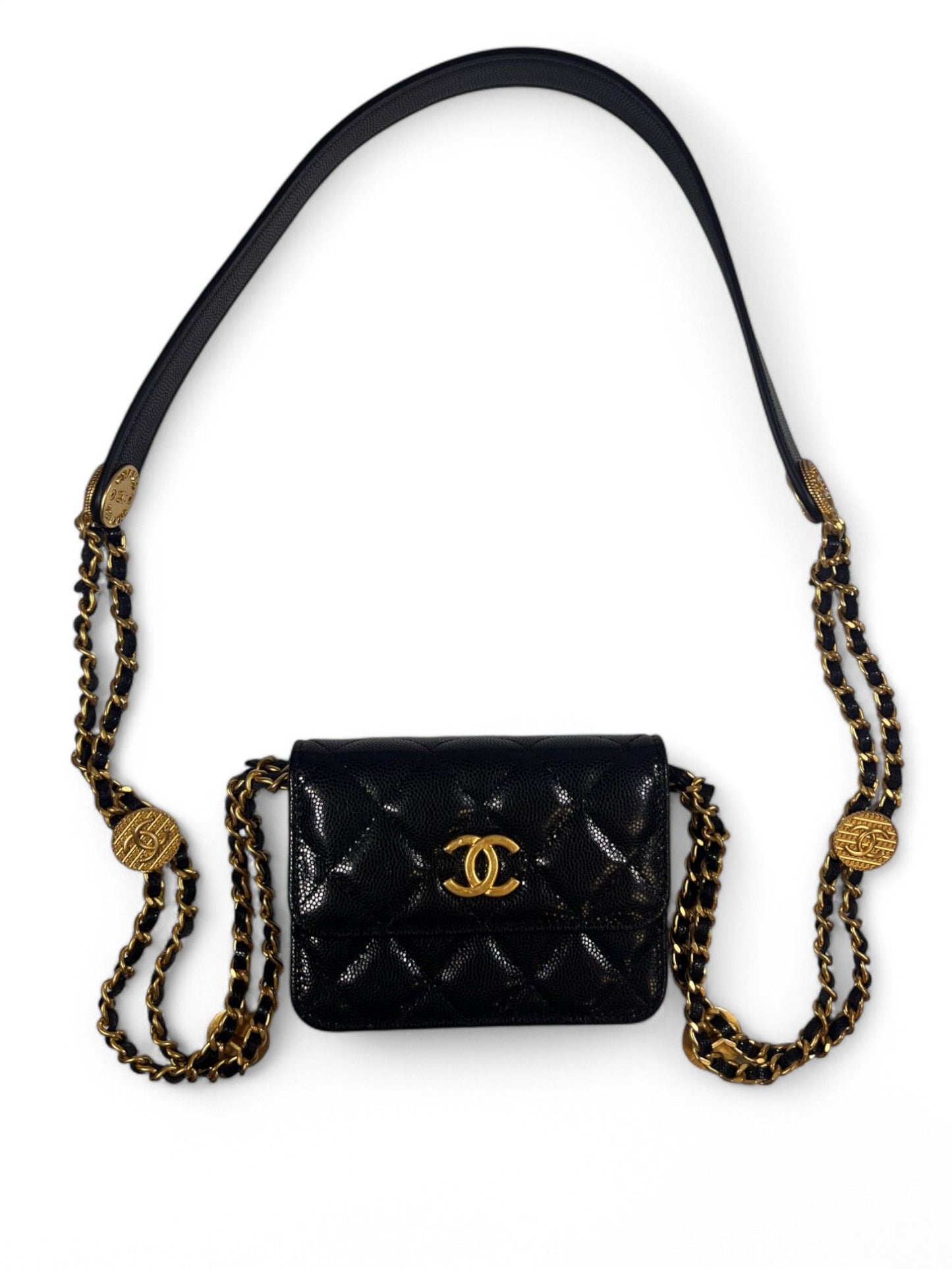 Chanel 23C Lambskin Quilted Phone Holder with Adjustable Chain