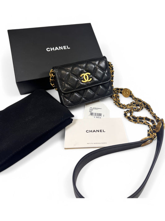Chanel 23C Lambskin Quilted Phone Holder with Adjustable Chain