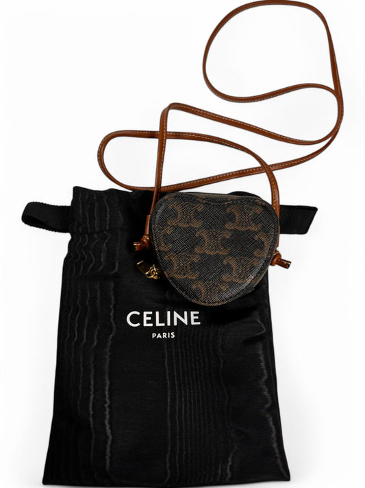 Celine Mini Heart Triomphe Canvas Coin & Earphone Pouch