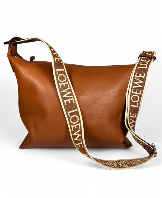 Loewe Cubi Calfskin Shoulder Bag in Caramel
