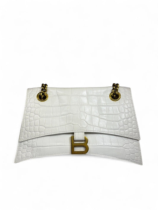 Balenciaga-Crush S Croc Embossed Shoulder Bag