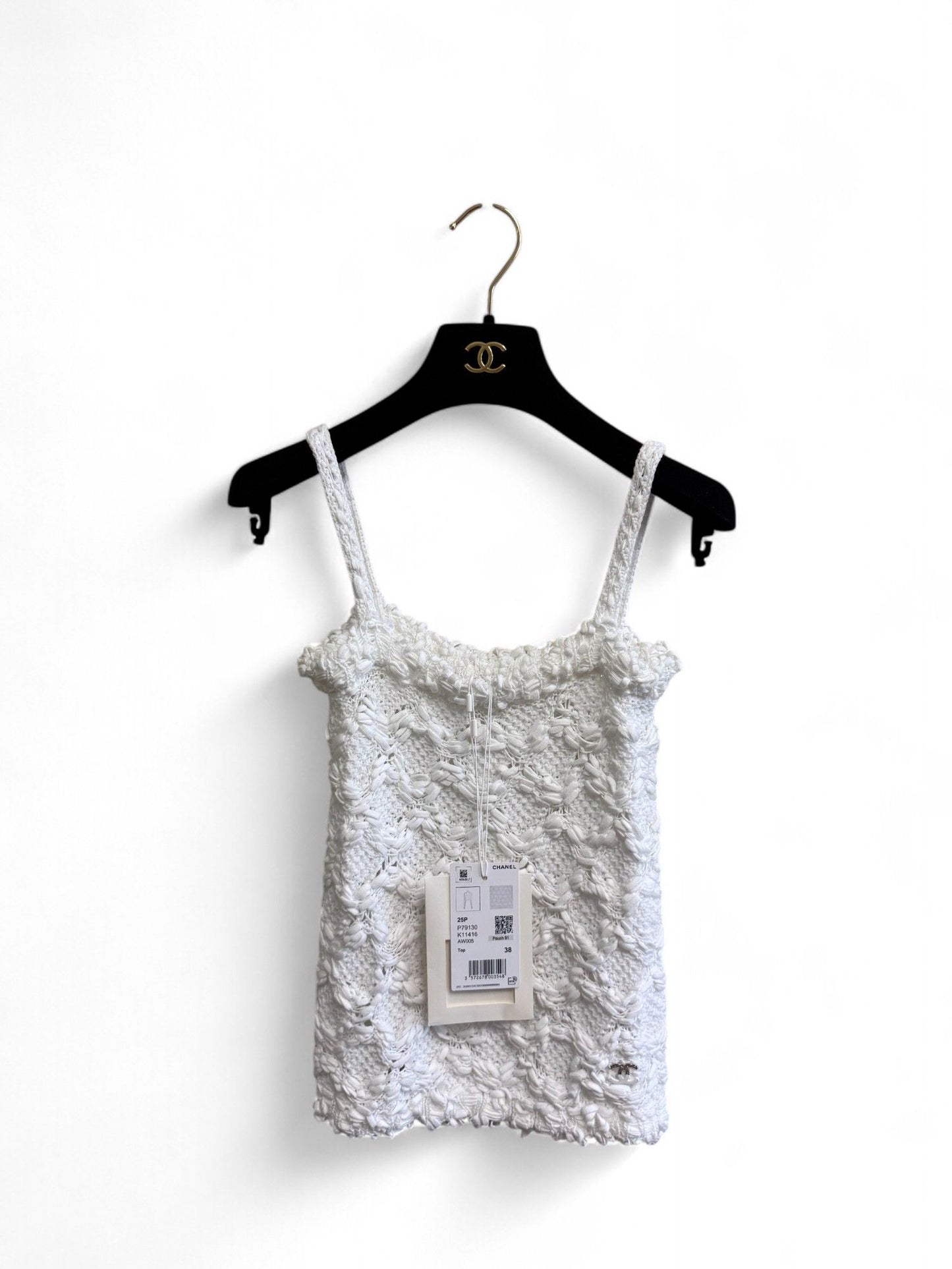 CHANEL-White 3D-Knit Sleeveless 38 Size | Retail Price: $2,150