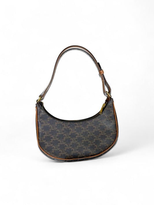 Celine- Dark Blue Triomphe Ava Crescent Bag | Retail Price: $1,900