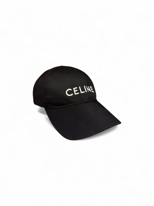 Celine- Black Embroidered Logo Baseball Cap- M | Retail Price: $690