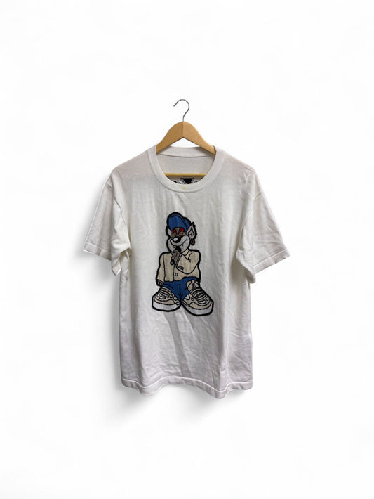 Louis Vuitton- White Cartoon Singer Bear Knit Short-Sleeve T-Shirt- L | Retail Price: $1,200