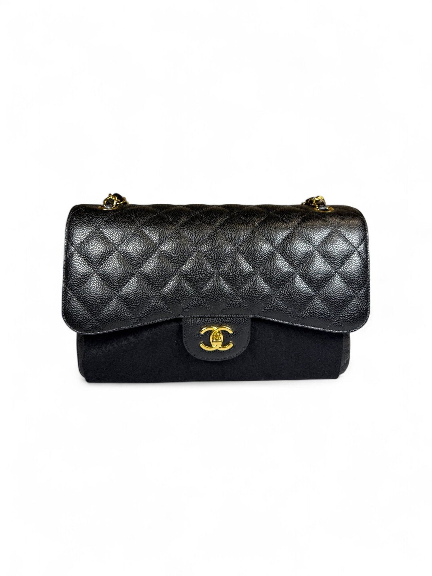CHANEL-Large Quilted Caviar Double Flap Bag | Retail Price: $11,680