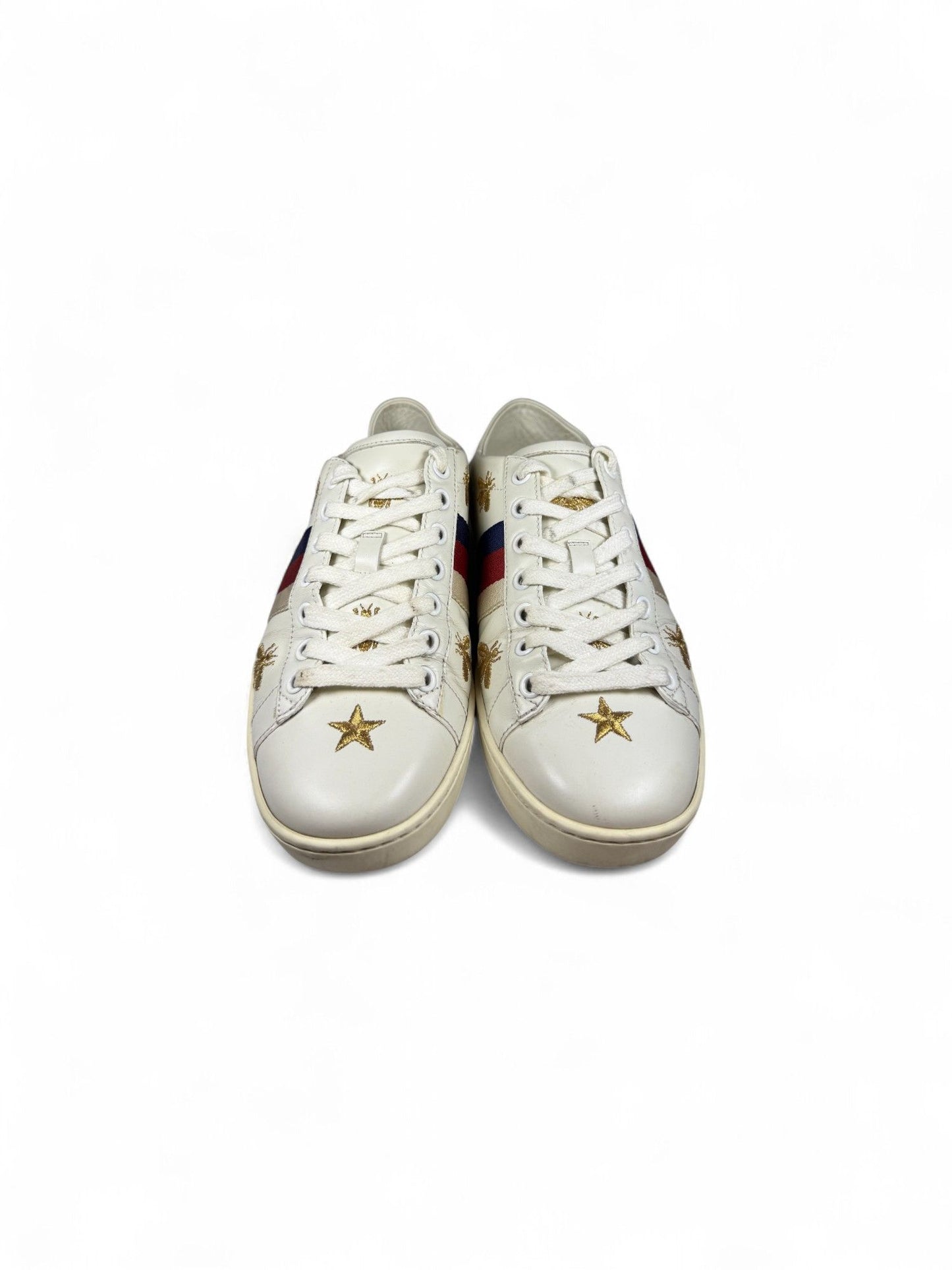 Gucci-Women's Ace Leather & Canvas Sneaker-35.5 | Retail Price: $890