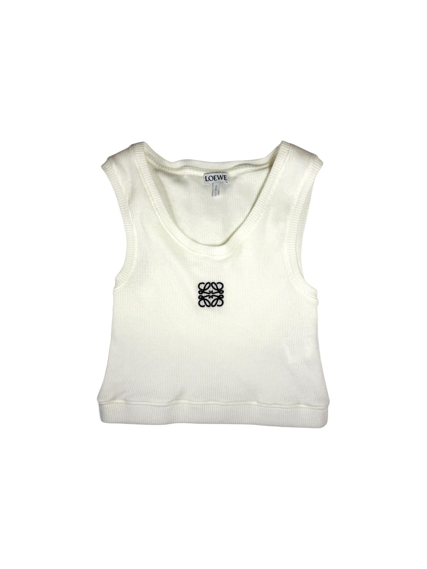 Loewe- White Cotton Embroidered Logo Tank Top- XS | Retail Price: $450