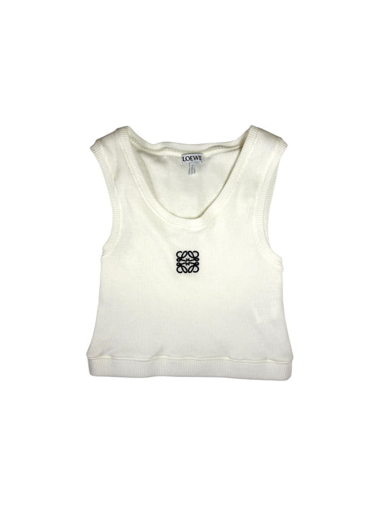 Loewe- White Cotton Embroidered Logo Tank Top- XS | Retail Price: $450