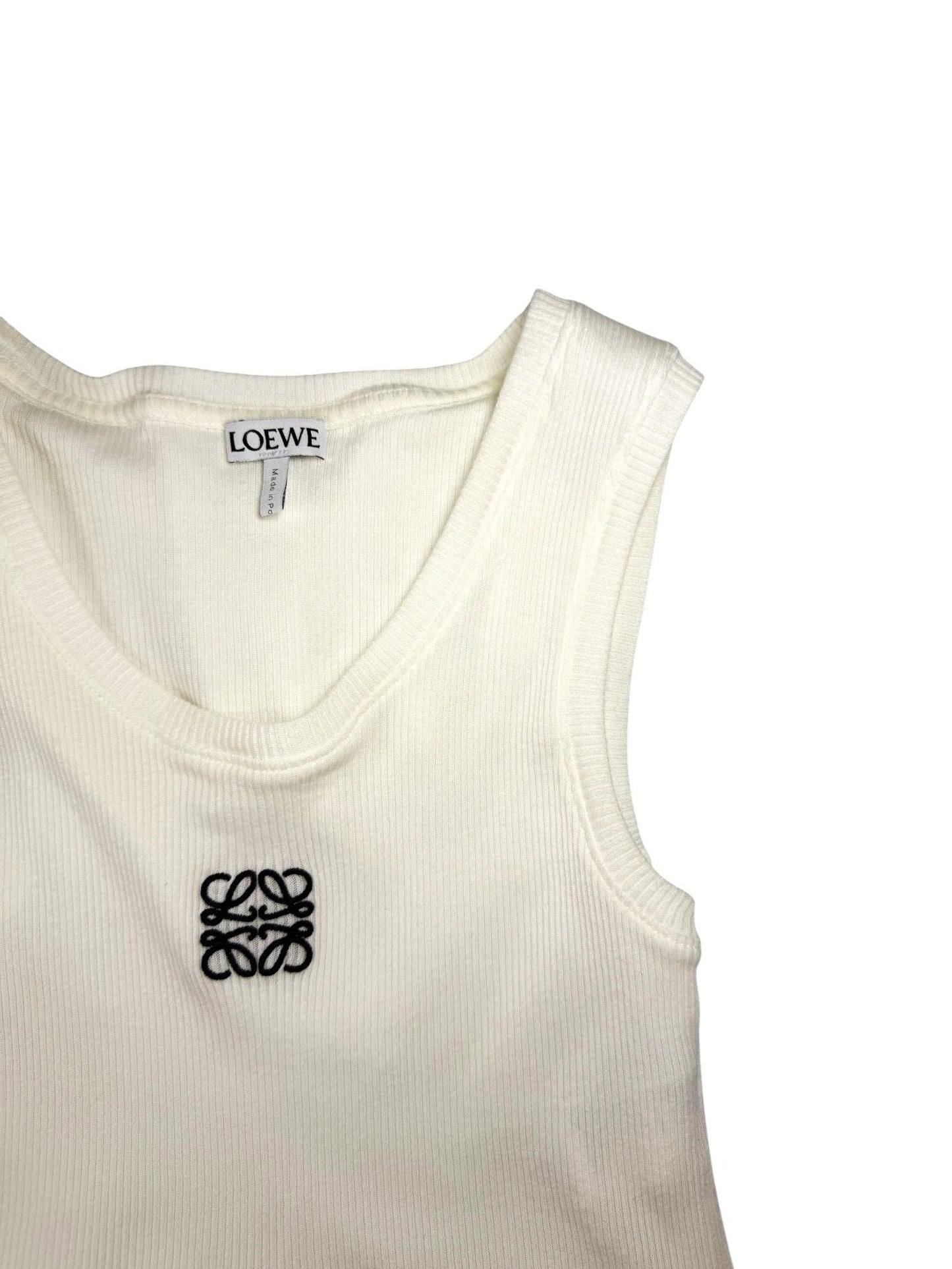 Loewe- White Cotton Embroidered Logo Tank Top- XS | Retail Price: $450