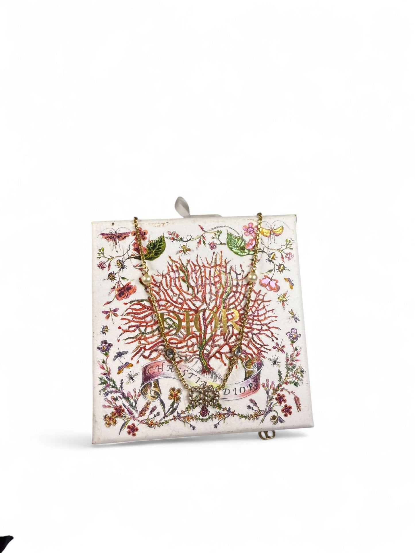 Christian Dior CD Logo Crystal &amp; Pearl-Embellished Necklace – Retail Price: $630