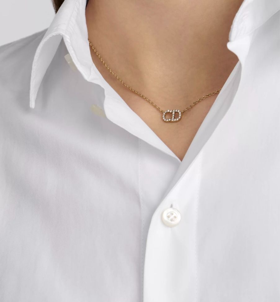 Christian Dior CD Logo Crystal &amp; Pearl-Embellished Necklace – Retail Price: $630