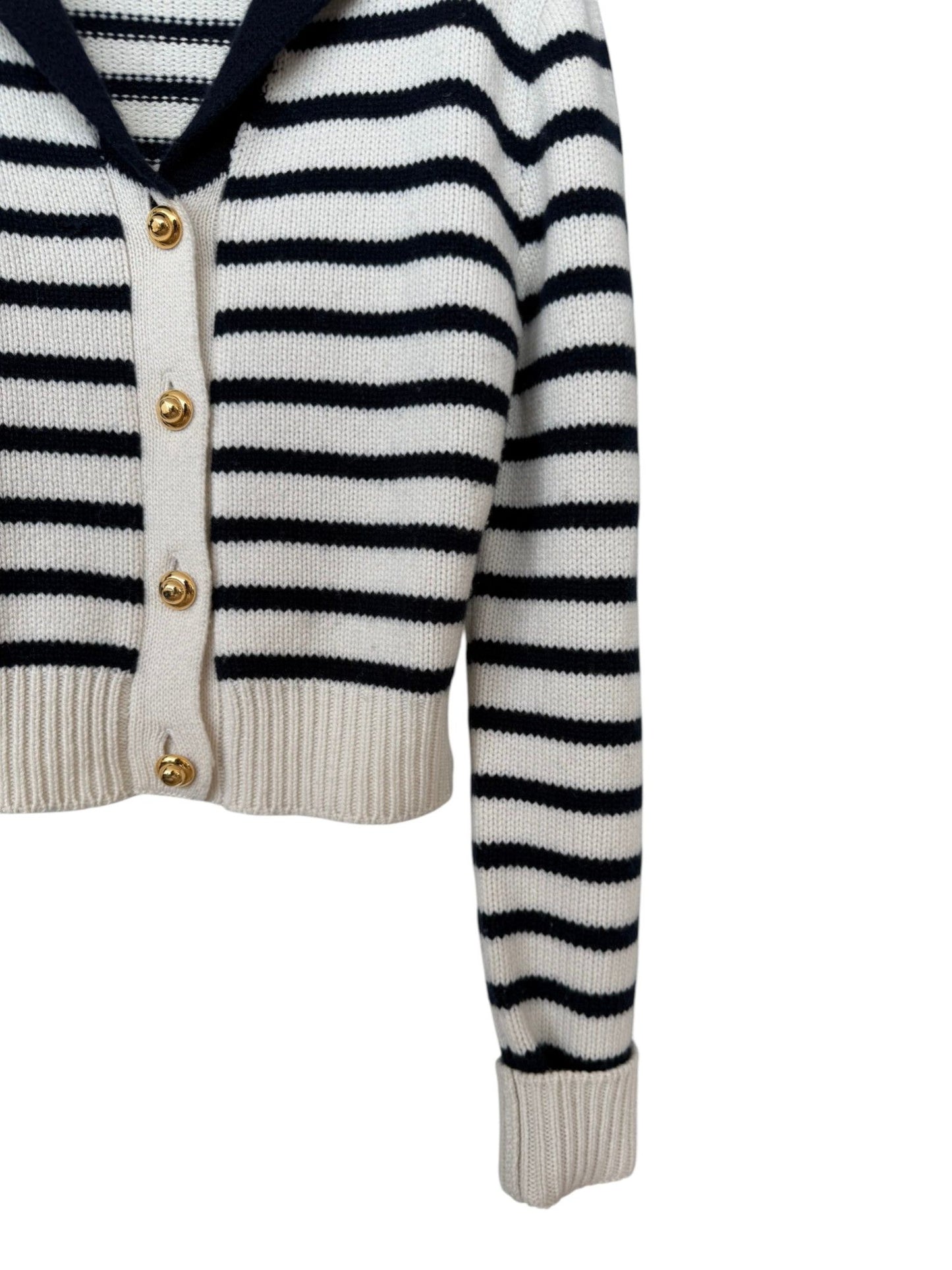 Miu Miu Colorblock Striped Cashmere Cardigan in White – Retail Price: $2,115