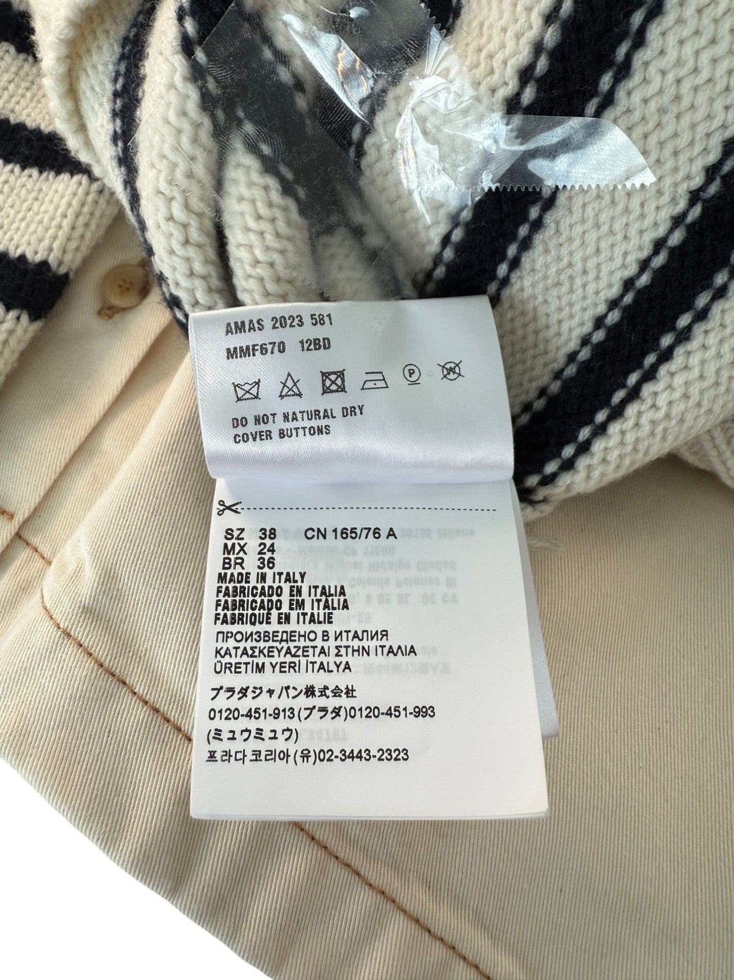 Miu Miu Colorblock Striped Cashmere Cardigan in White – Retail Price: $2,115
