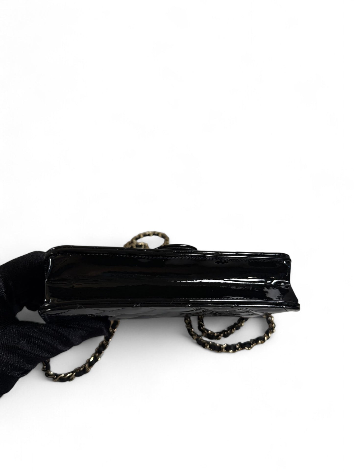 Chanel Black Patent Leather Mini Top Handle Flap Bag – Retail Price: $6,100