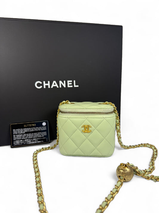 Chanel Early Spring Collection Small Quilted Lambskin Crossbody Bag with Gold Ball Chain – Retail Price: $3,200 USD