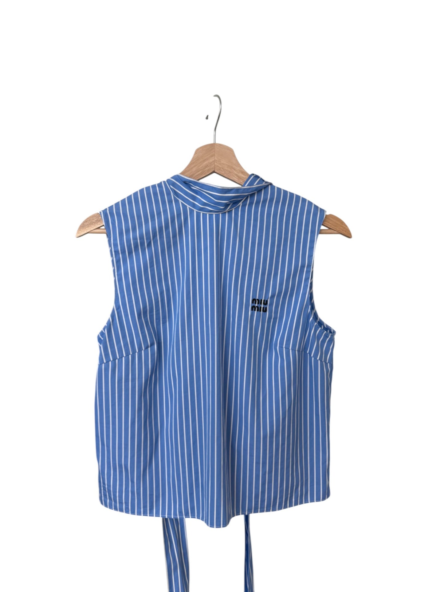 Miu Miu Sleeveless Striped Logo Turtleneck Top – Retail Price: $1,190 USD