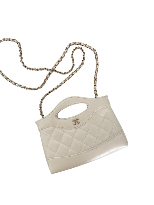 Chanel 31 Bag 24S White Polished Lambskin Nano Shoulder Bag – Retail Price: $3,450 USD
