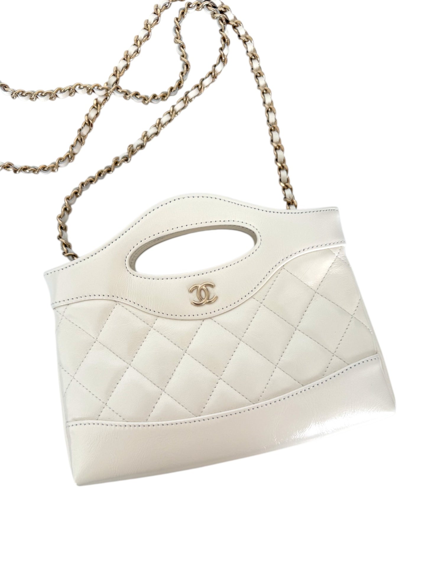 Chanel 31 Bag 24S White Polished Lambskin Nano Shoulder Bag – Retail Price: $3,450 USD