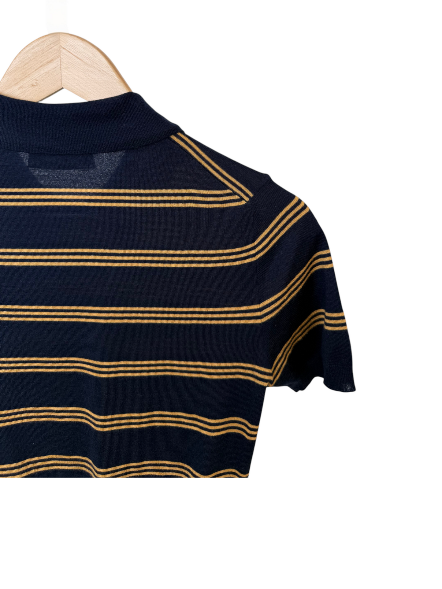Miu Miu Striped Cashmere Polo Shirt in Navy – Retail Price: $2,100