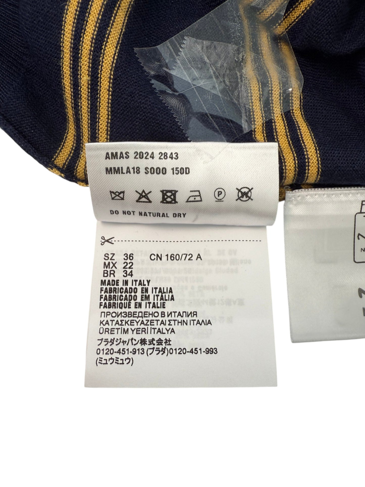 Miu Miu Striped Cashmere Polo Shirt in Navy – Retail Price: $2,100