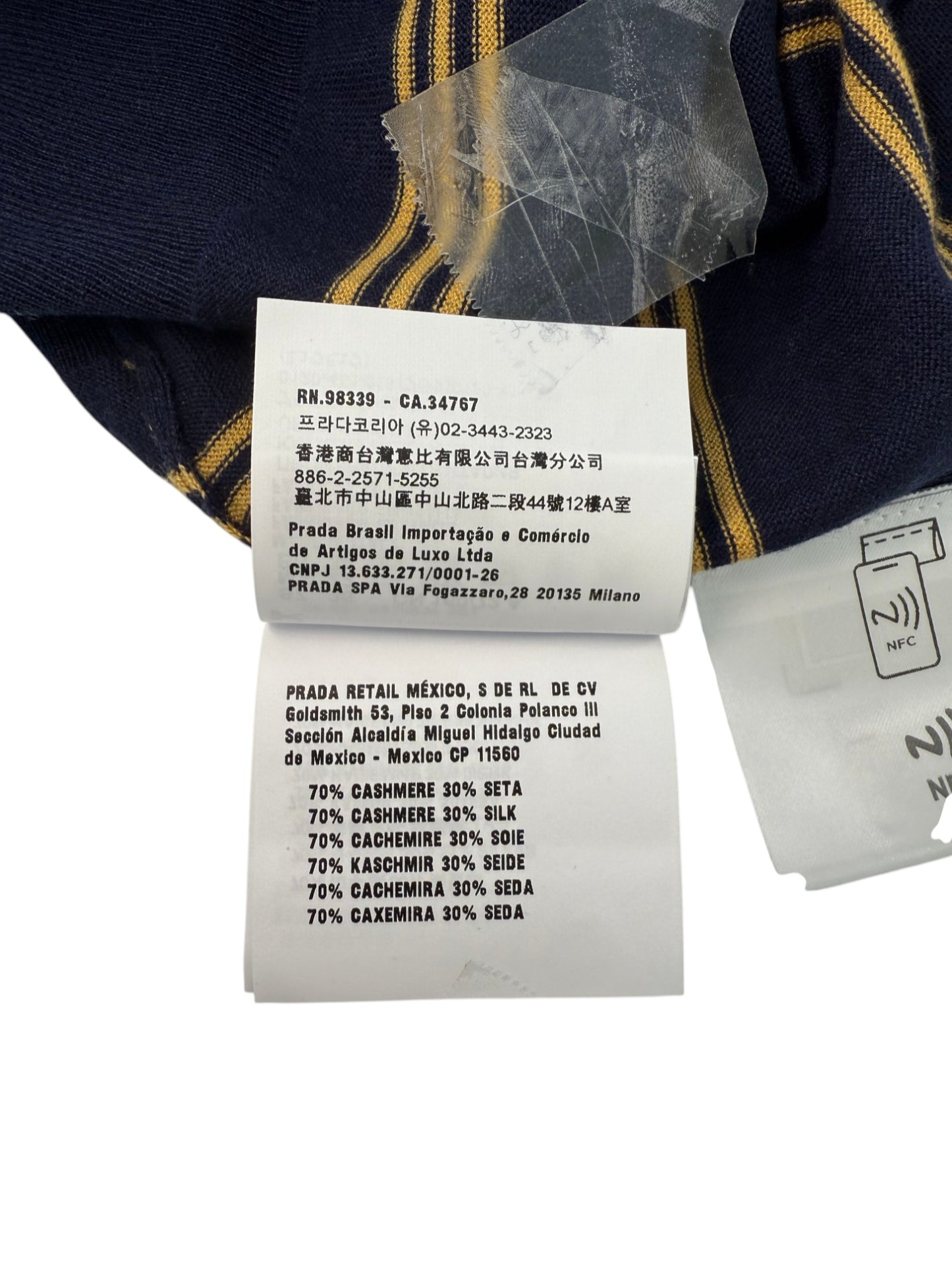 Miu Miu Striped Cashmere Polo Shirt in Navy – Retail Price: $2,100