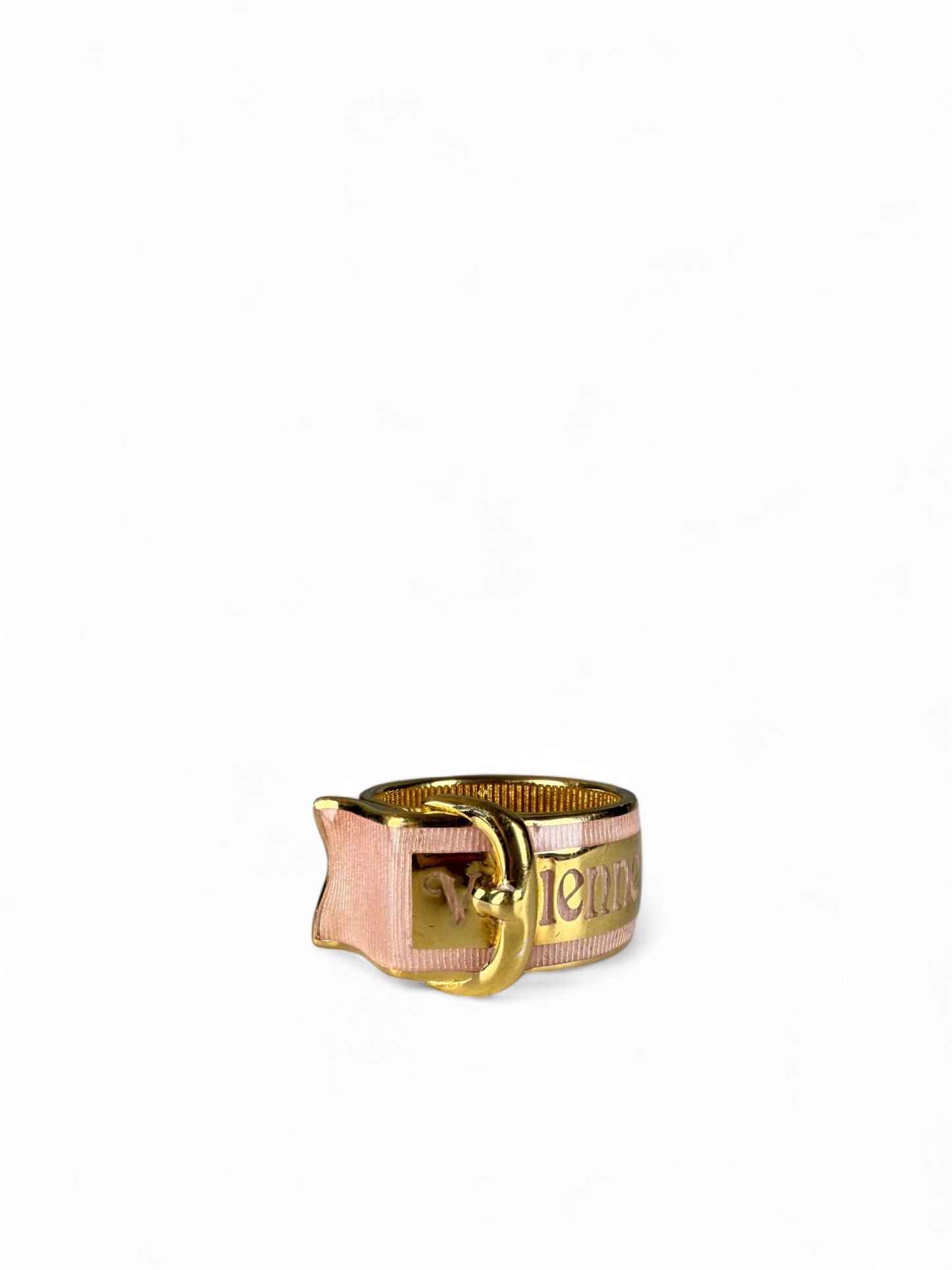 Vivienne Westwood Distorted Letter Belt-Ring in Pink Enamel – Retail Price: $290